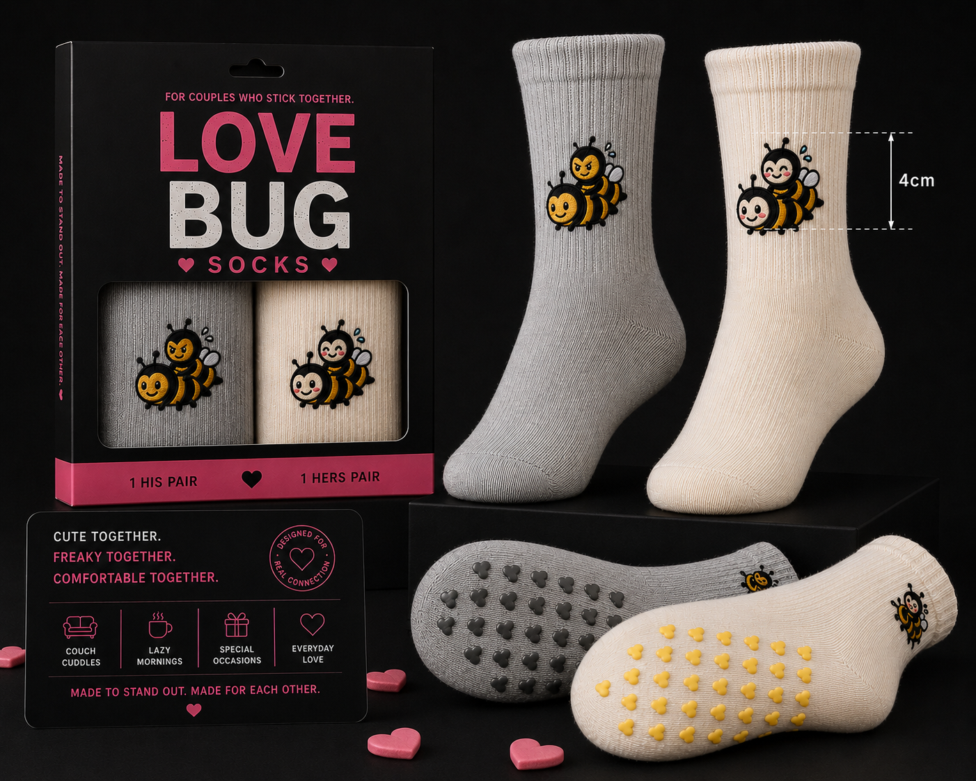 Busy Together Couples Grip Socks
