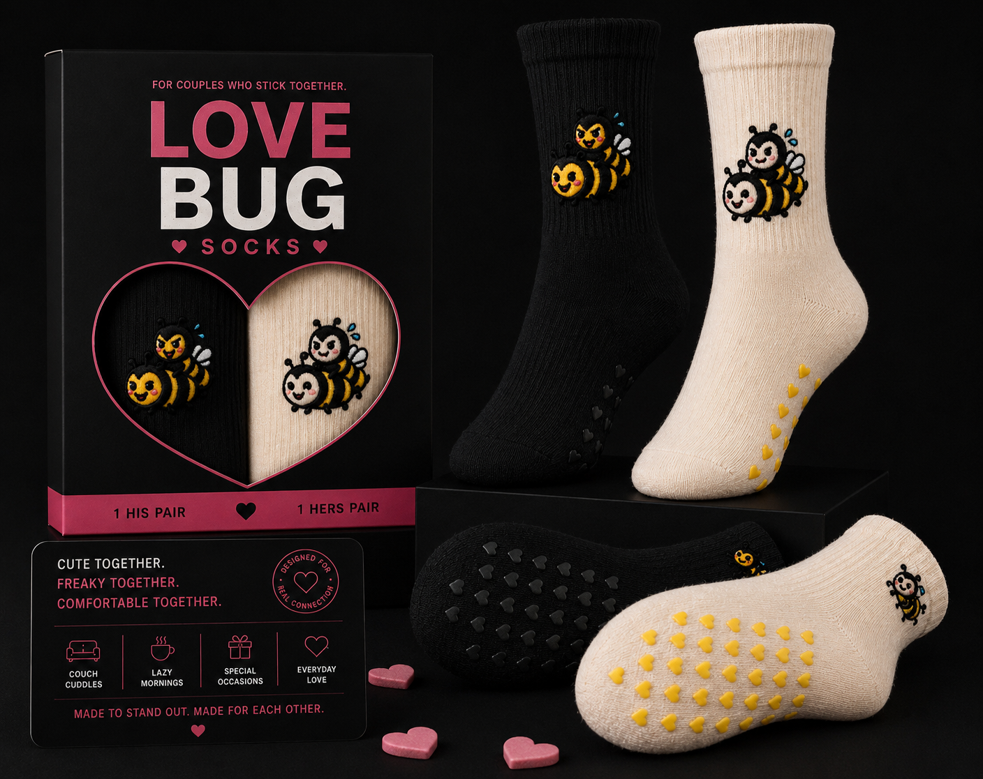 Busy Together Couples Grip Socks